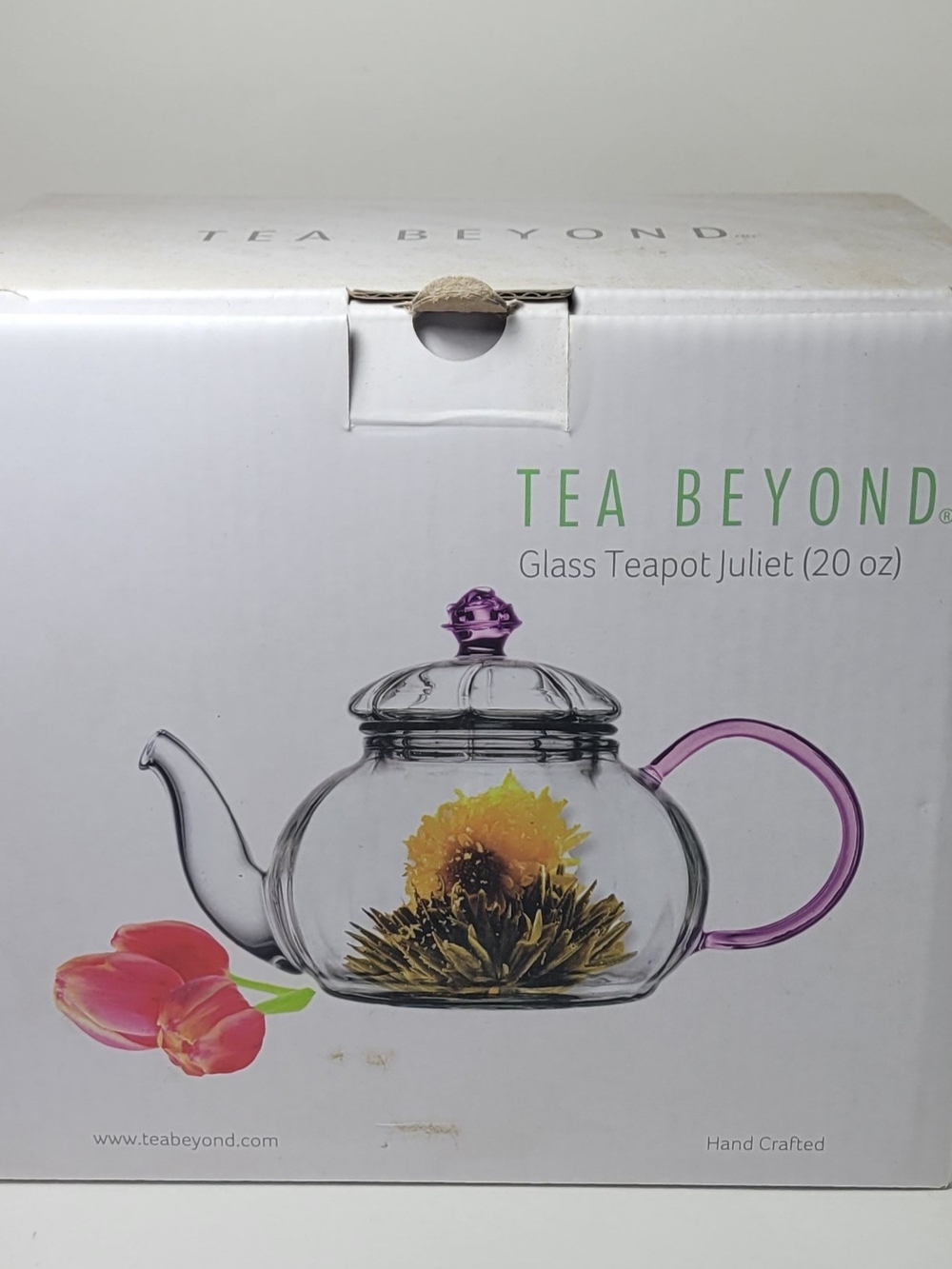Glass Teapot Juliet with Purple Handle and Knob
